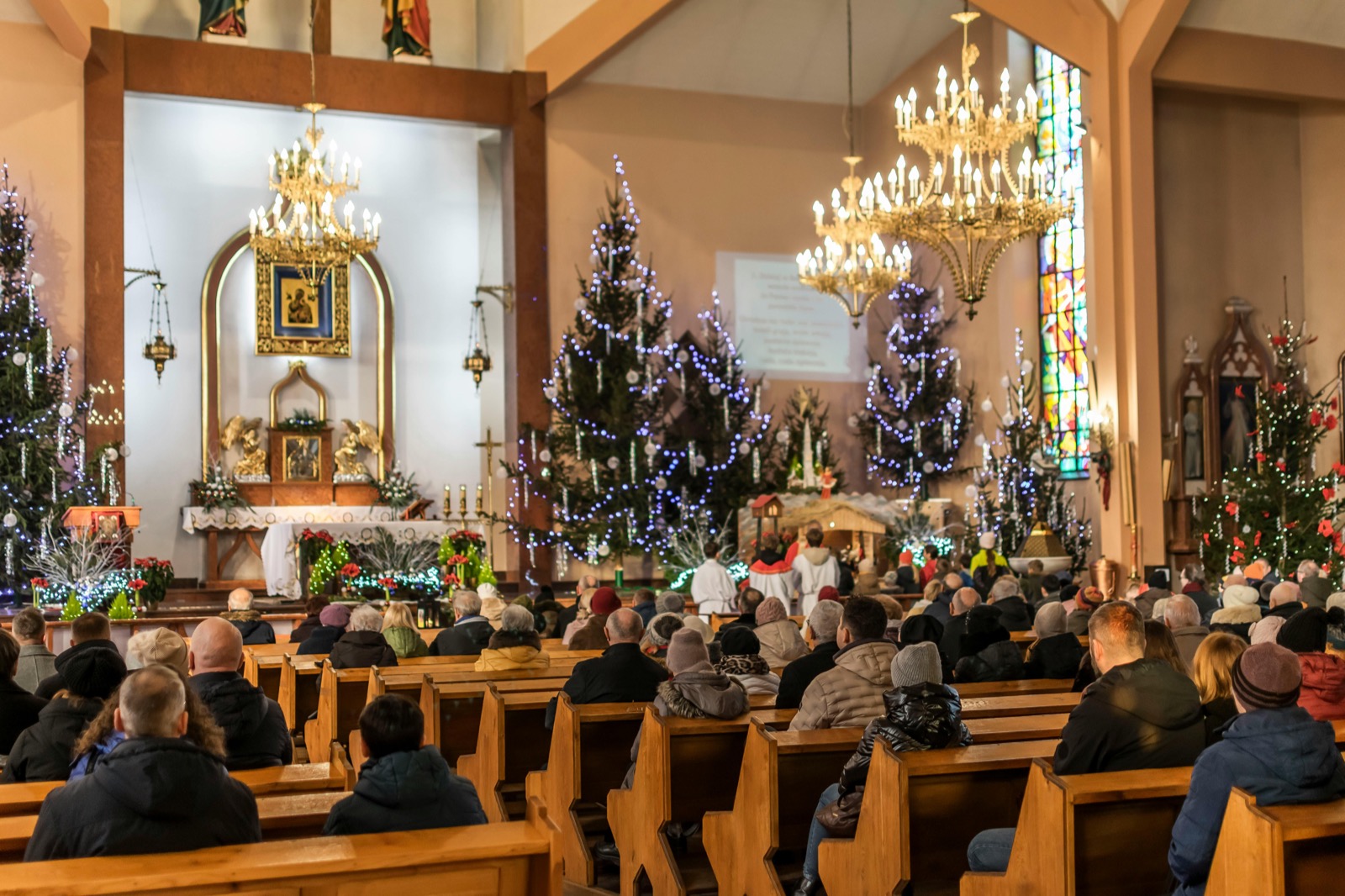 Families attending Christmas Mass